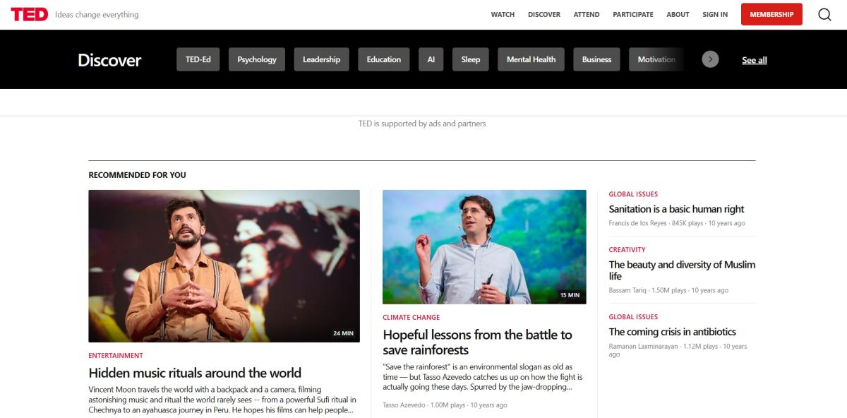 Ideas Worth Spreading — Inspiring Talks from Thought Leaders Around the Globe